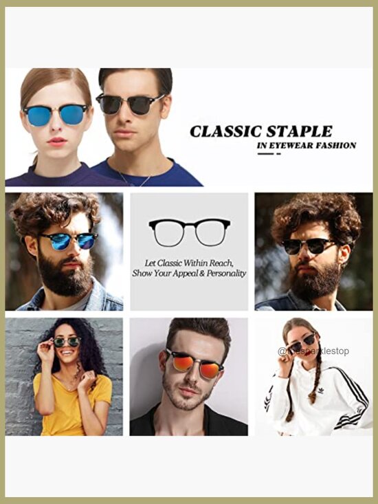 Polarized Sunglasses Retro Semi Rimless Frame UV Protection display picture 2